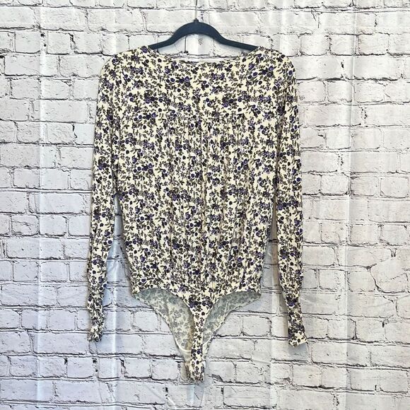 Free People Intimately Long Sleeves Floral Kaya Bodysuit Small - Picture 4 of 6